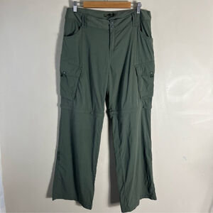 Prana Womens SZ 14 Green Convertible Cargo Hiking Pants Lightweight Straight leg